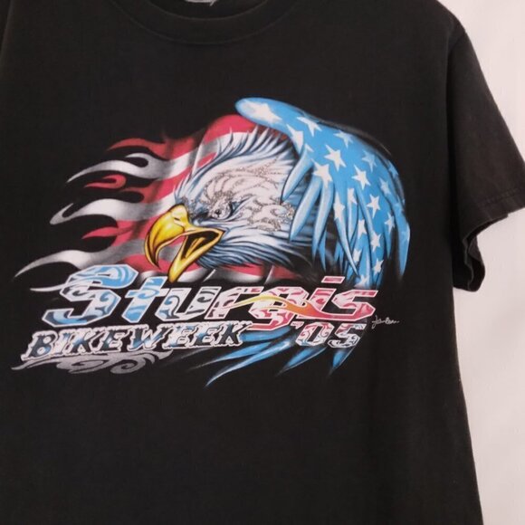 Sturgis 2005  Eagle Flames Sparkle Bike Week Black Tee | Size L estimated - Picture 2 of 6
